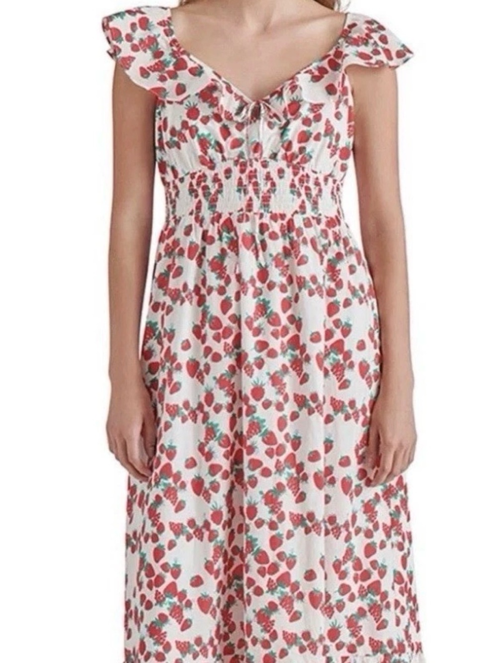 Betsey Johnson Women's Strawberry V-Neck Maxi Dress Size Small New $119